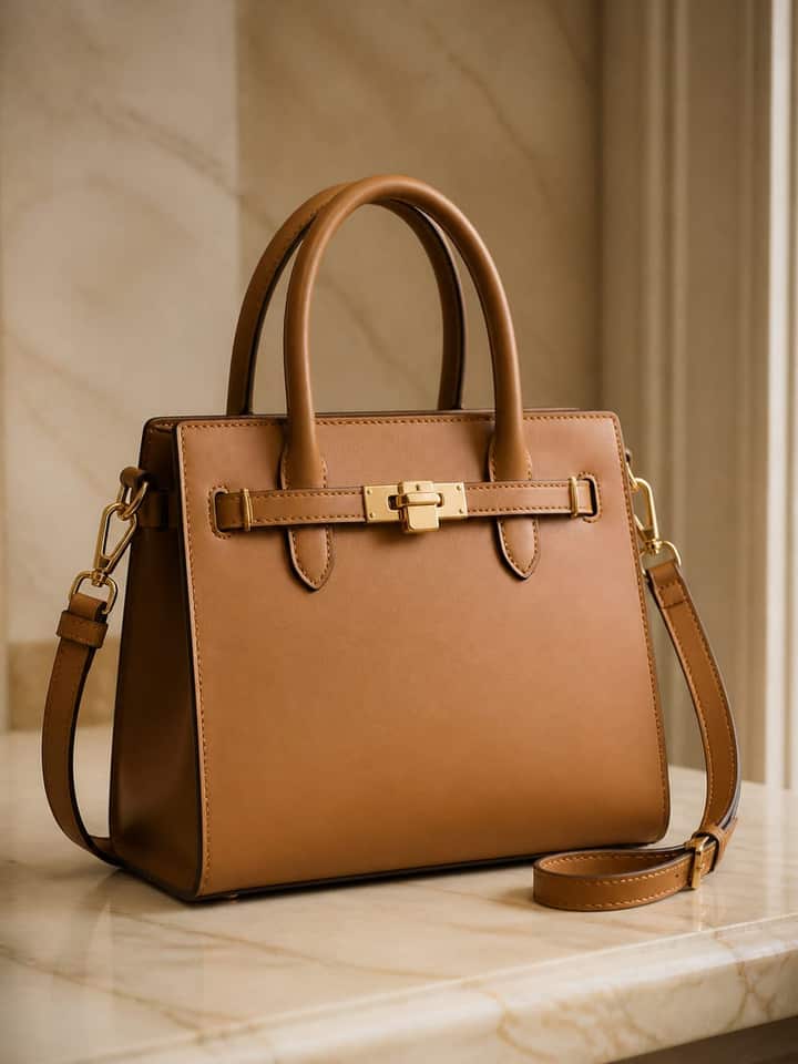 Sac à main cuir camel